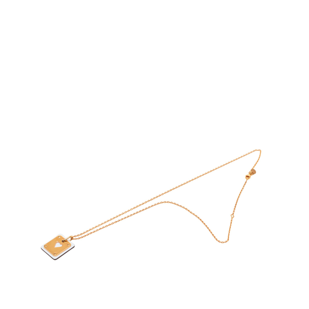 Pre-Loved Hermes Small Rose Gold Plated Swift As de Coeur Pendant Necklace